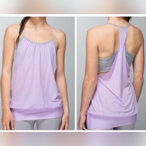 Lululemon No Limits Tank Top Bra Wee Are From Space-Dye Gray Lilac Sz 6